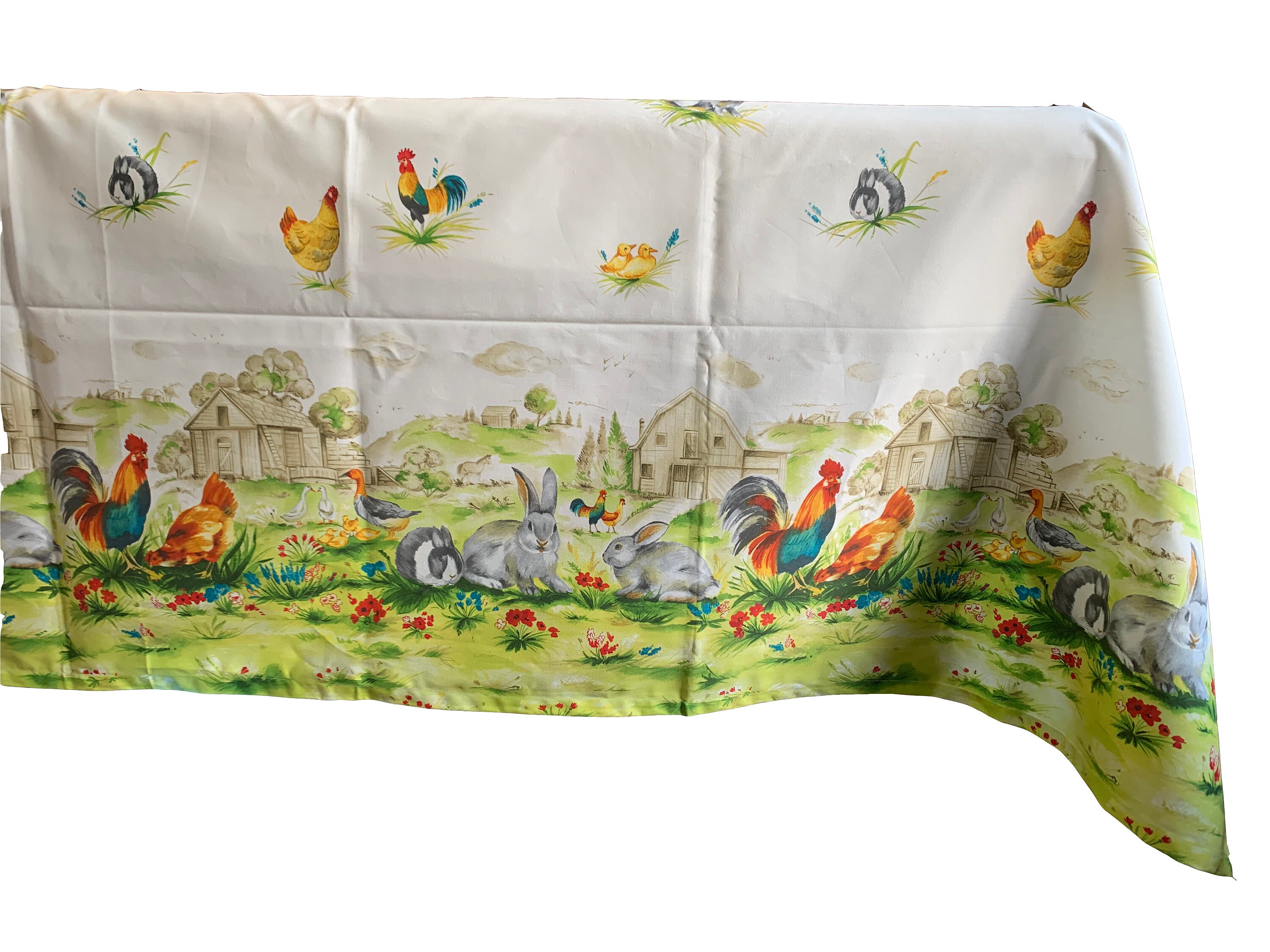 Rectangular cotton tablecloth 100 farm animal print Etsy
