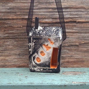 Ceramic Spooky House Ornament, Handmade Halloween Decor, Black Hanging "Eek!" House