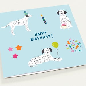 Carte d'anniversaire de chiot Carte de voeux dalmate Carte d'anniversaire de chien mignon Fête de chiot Anniversaire de chiot