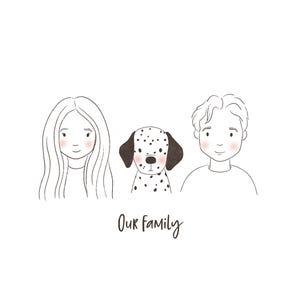 Retrato de família personalizado, retrato de família minimalista, ilustração personalizável, desenho animado, ilustração de família, impressão artística minimalista