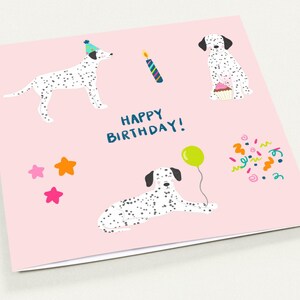 Carte d'anniversaire pour chien Carte de voeux pour fête avec chiot dalmatien rose Carte d'anniversaire pour chien mignon fête avec chiot