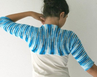 Striped Blue Shrug - Chic Elegant Bolero - Spring Fall Winter Fashion - Teens Women Accessories - Wedding Accessories