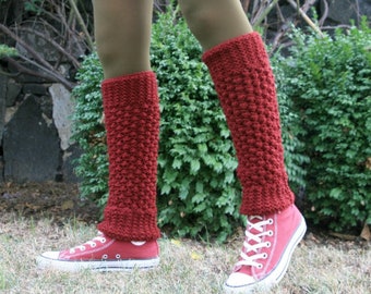 Knit Leg Warmers in Burgundy - Boot Cuffs - Boot Tops - Boot Socks - Fall Winter Fashion - Women Teens Accessories