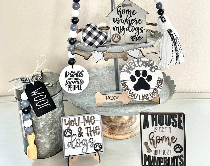 Dog Tiered Tray Decor Tiered Tray Dog Mom Dog Decor Sign Etsy