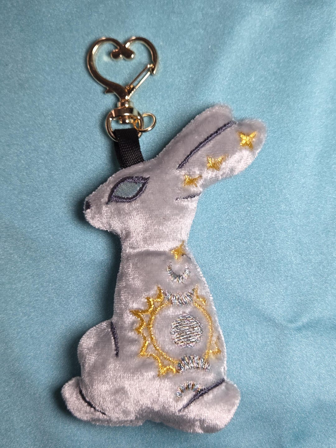 Celestial Rabbit Plush Keychain | Moon & Stars Bunny Stuffie | Handmade ...