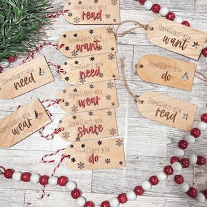 Something you want, Gift Tags, Minimalist Gift Tags, Something you need, Something to wear, Something to Read, Christmas, Reusable Gift tags