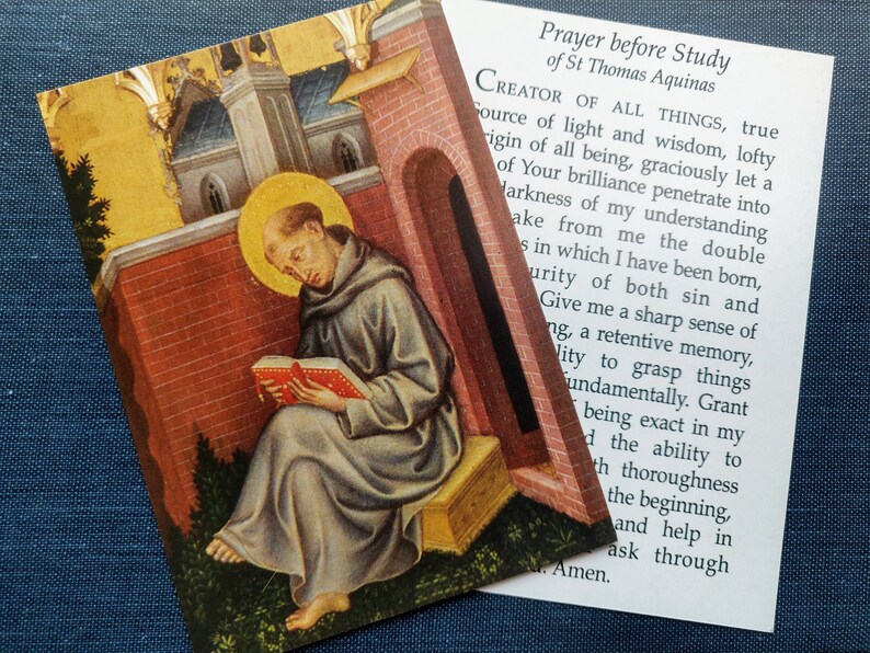 Prayer Before Study of St Thomas Aquinas A7 Card for Students Etsy