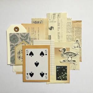 Mini Grab Bag, collage kit, Neutral vintage paper ephemera pack, 20 pieces, paper scraps for scrapbooking, junk journal