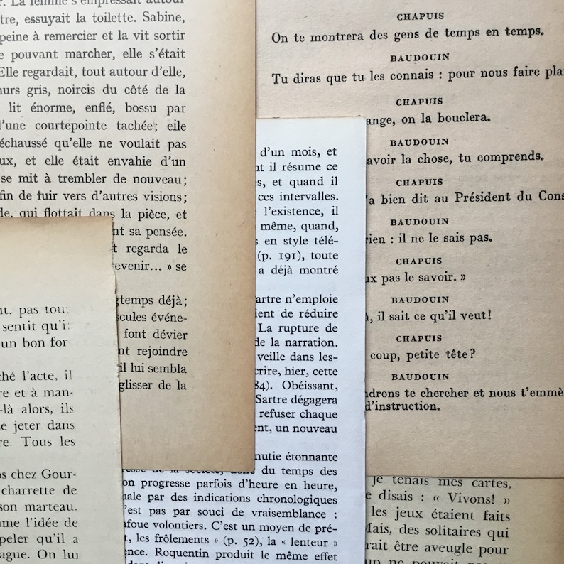 Vintage French book pages for journals image 1