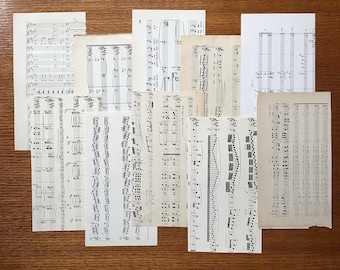 Vintage Music Sheet Ephemera Pack: Aged Paper for Collage, Scrapbook (10 pc)