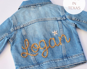Kids Jean Jacket Baby Jean Jacket Personalized Toddler Denim Jacket with Name Jacket Toddler Jean Hand Embroidered Jacket Baby Personalized
