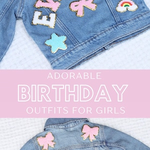 Personalized Jean Jacket Girl Custom Toddler Jacket with Name Chenille Letter Patch Name Jacket for Toddler Girl Personalized Denim Jacket image 8