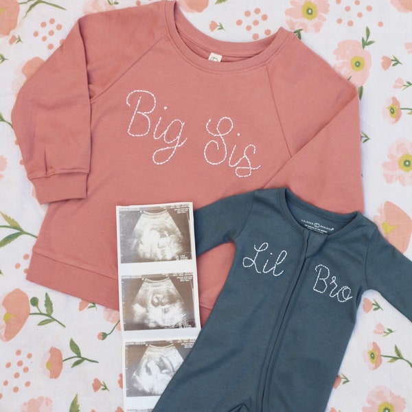 Big Sister Shirt for Big Sis Tee for Sibling Announcement Photo Idea Matching Sister Outfit for Big Sis Embroidered Top for New Sister Tee