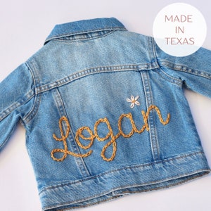 Kids Jean Jacket Baby Jean Jacket Personalized Toddler Denim Jacket with Name Jacket Toddler Jean Hand Embroidered Jacket Baby Personalized