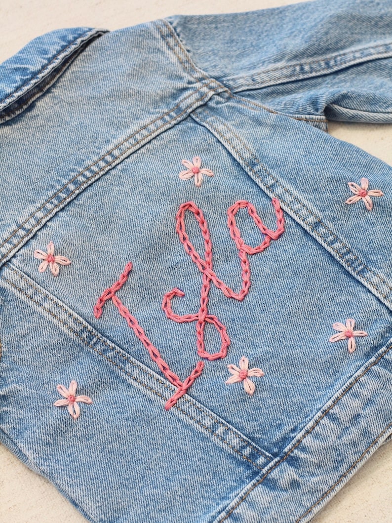 Baby Jean Hand Embroidered Jacket Baby Personalized