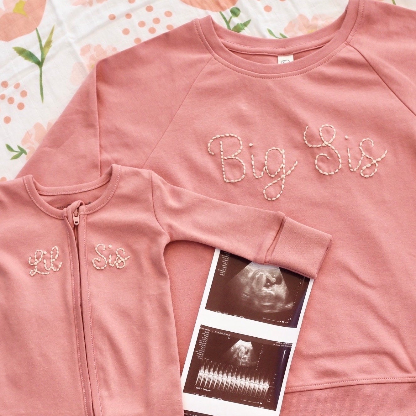 Big Sister Shirt for New Sis Tee for Sibling Announcement Photo Idea Matching Sister Outfit for Big Sis Embroidered Organic Cotton Girl Top