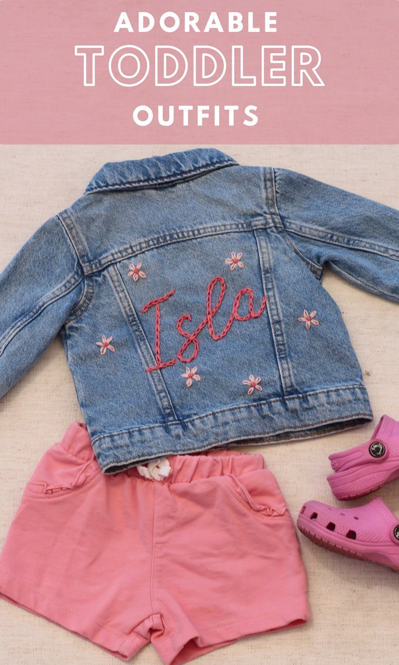 Custom Toddler Denim Jacket Hand Embroidered Baby Jacket Personalized Denim with Name Embroidered Jacket for Baby Personalized Jean Jacket image 10