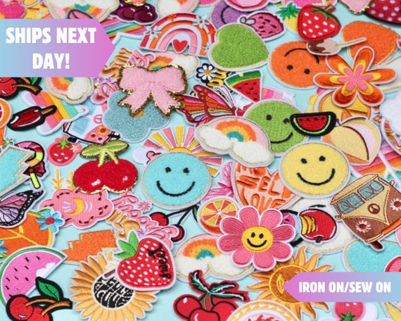 Iron On Patch Variety Set of Chenille Patches Wholesale Bundle of Bulk Patches Mix for Kids DIY Project with Sew On Patch Girl Retro Patch