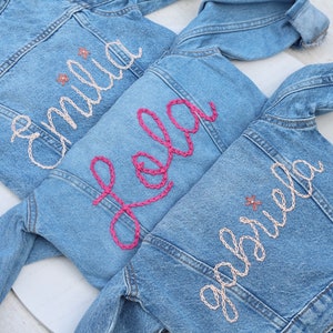 Custom Toddler Denim Jacket Hand Embroidered Baby Jacket Personalized Denim with Name Embroidered Jacket for Baby Personalized Jean Jacket image 4