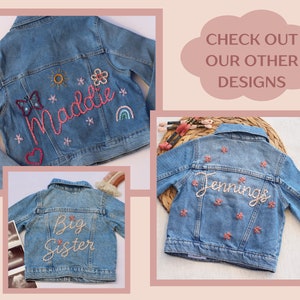 Custom Toddler Denim Jacket Hand Embroidered Baby Jacket Personalized Denim with Name Embroidered Jacket for Baby Personalized Jean Jacket image 6