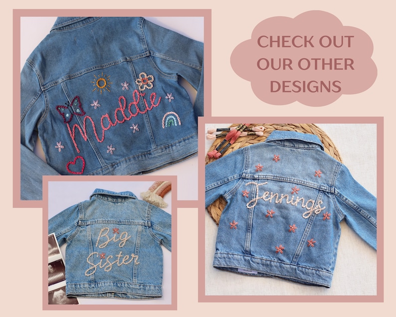 Custom Toddler Denim Jacket Hand Embroidered Baby Jacket Personalized Denim with Name Embroidered Jacket for Baby Personalized Jean Jacket image 6