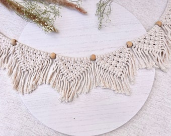 Custom Macrame Garland Banner Decor for Boho Home Garland for Mantel Bunting Banner Macrame for Bedroom Macrame Wall Hanging Beaded Garland