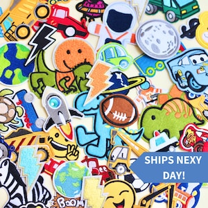 Iron On Patch for Boy Hat Patch Variety Set of Blue Patch Bulk DIY Sport Patch for Kid Jacket Birthday Party Space Theme Patch Construction