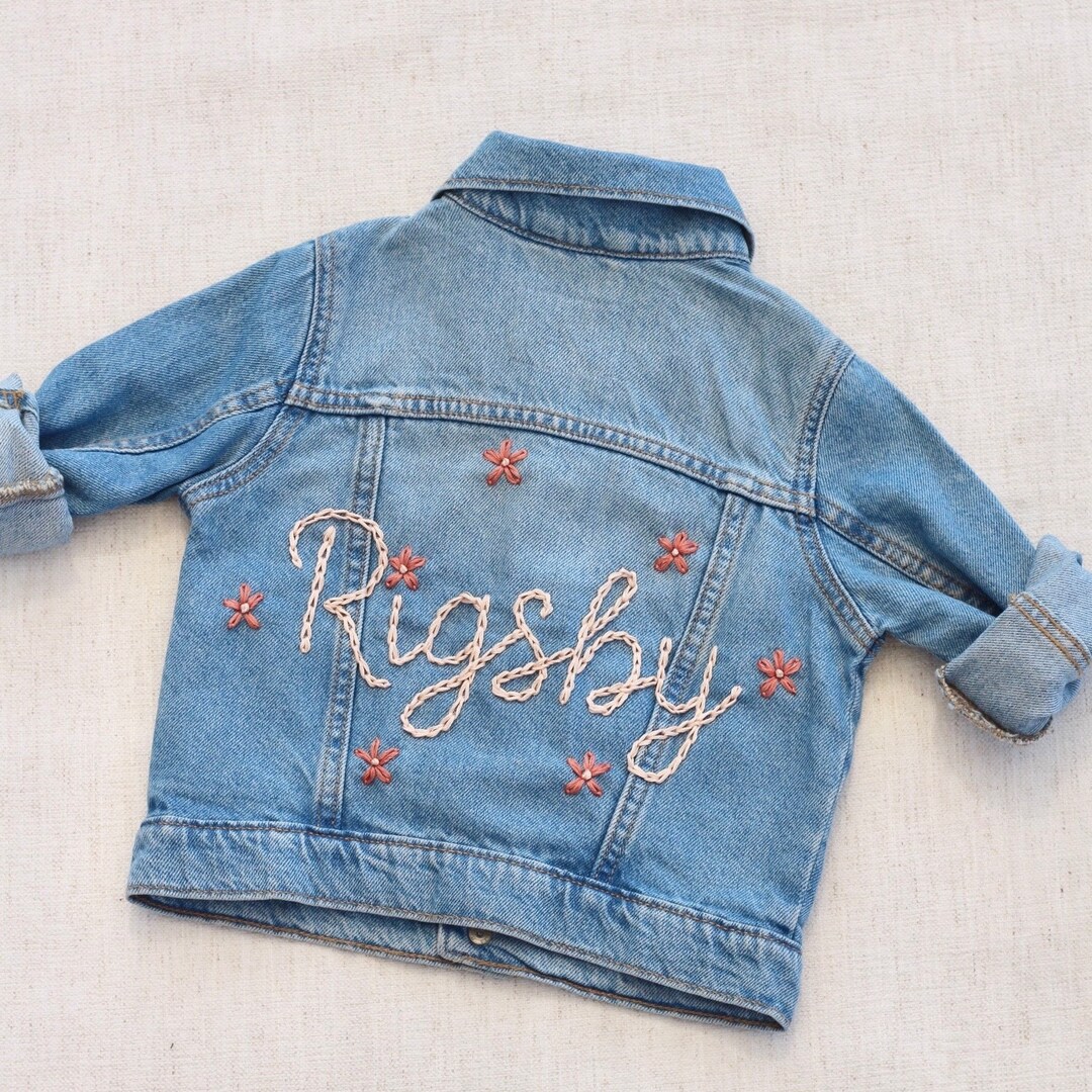 Personalized Flower Girl Denim Jacket for Toddler With Embroidered Name
