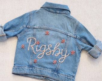 Personalized Flower Girl Denim Jacket for Toddler Jean Jacket with Name Jean Baby Jacket for Wedding Flower Jacket Custom Girl Name Jacket