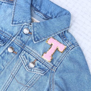 Initial Jacket with Name Personalized Jean Jacket Chenille Patch Name Jacket for Baby Denim Jacket Toddler Name Chenille Letter Patch Jacket