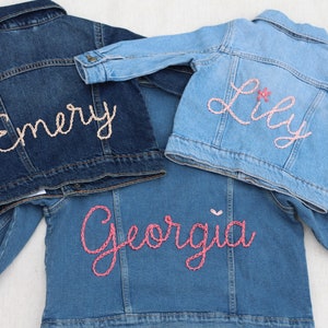 Custom Toddler Denim Jacket Hand Embroidered Baby Jacket Personalized Denim with Name Embroidered Jacket for Baby Personalized Jean Jacket image 5