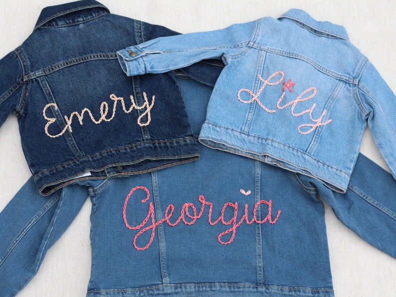 Custom Toddler Denim Jacket Hand Embroidered Baby Jacket Personalized Denim with Name Embroidered Jacket for Baby Personalized Jean Jacket image 5