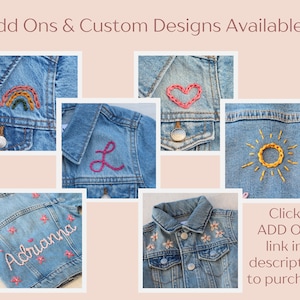 Custom Toddler Denim Jacket Hand Embroidered Baby Jacket Personalized Denim with Name Embroidered Jacket for Baby Personalized Jean Jacket image 3