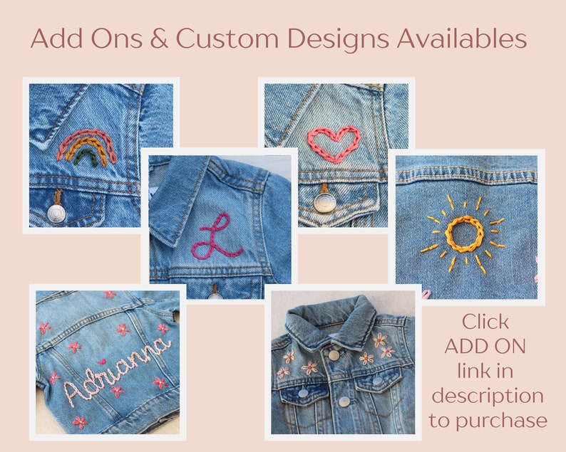 Custom Toddler Denim Jacket Hand Embroidered Baby Jacket Personalized Denim with Name Embroidered Jacket for Baby Personalized Jean Jacket image 3