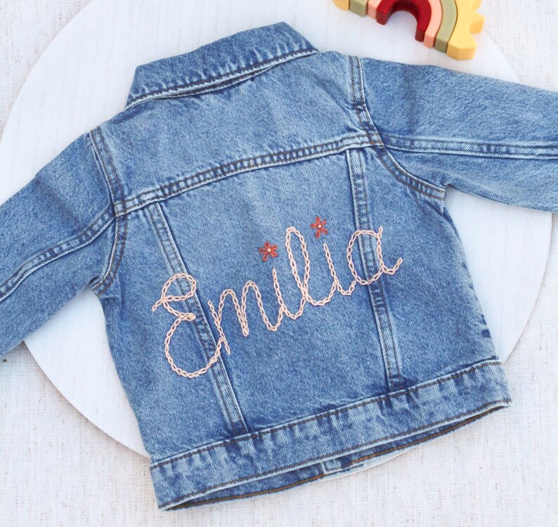 Custom Toddler Denim Jacket Hand Embroidered Baby Jacket Etsy