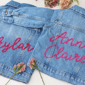 Custom Toddler Denim Jacket Hand Embroidered Baby Jacket Personalized Denim with Name Embroidered Jacket for Baby Personalized Jean Jacket image 2