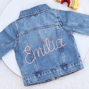 Custom Toddler Denim Jacket Hand Embroidered Baby Jacket Personalized Denim with Name Embroidered Jacket for Baby Personalized Jean Jacket