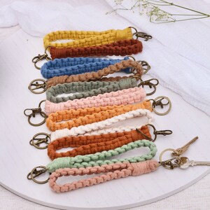 XGALBLA Women's Boho Macrame Keychain Wristlet - Handmade Braided Cotton Lanyard For Keys