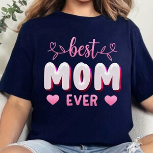 Best Mom Ever Shirt, Mother&#39;s Day Gift, Cute Mom Graphic Tee, Pink Balloon Letters Shirt, Heart Mama Top, Love You Mom Shirt