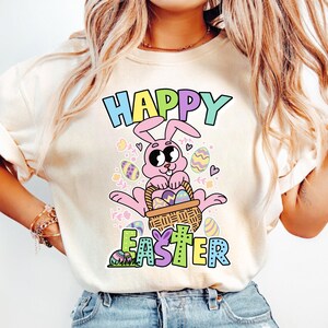 Happy Easter Shirt, Bunny Egg Hunt Tee, Cute Easter Outfit, Easter Basket Shirt, Colorful Easter Bunny Shirt, Retro Easter Tee