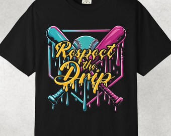 Comfort Colors® Retro Baseball Shirt, Respect the Drip Tee, Funny Baseball Lover Gift, Game Day Shirt, Vintage Sports Tee