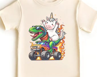 Unicorn Dinosaur Shirt for Kids, Funny Rainbow Dino Tee, Cute Toddler Graphic T-Shirt, Birthday Outfit for Boys and Girls