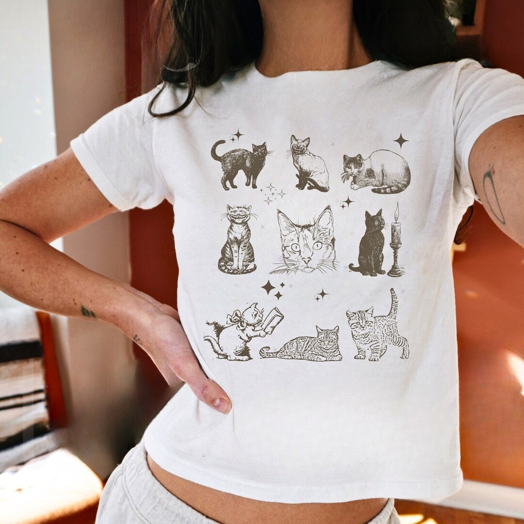Vintage Graphic Kitten Printed T-Shirt