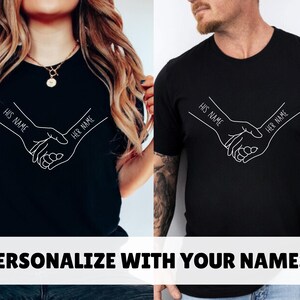 Custom Holding Hands Couple Shirt, Personalized Love Shirt, Custom Name Valentines Shirt, Romantic Gift Tee