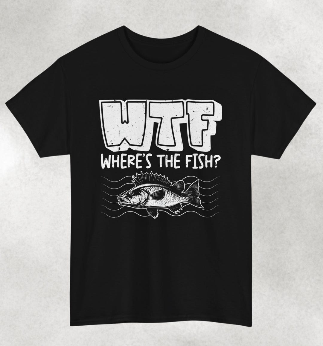 Worldoftshirts Fish WTF Where's the Fish Shirt, Funny Fishing Shirt for Men, Father's Day ...