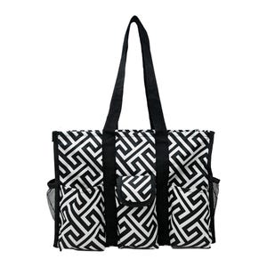 Polyester Utility Tote Bag with Zipper, Multi-Compartment Organizer