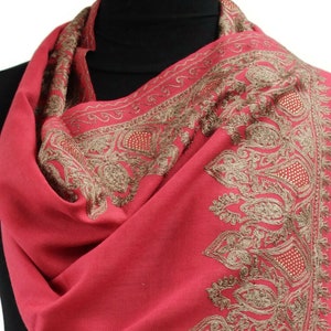 Exclusive High quality Needle work silk Tilla embroidered fine cashmere scarf shawl (28x80 inches)