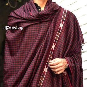 Unisex Light Weight &Soft/Woven Check Design Shawl/Extra-Fine Quality/ Wool Handfeel (50 x 100 inches)