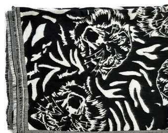 Scarf Cashmere - Black & white animal pattern / Scarf /Wrap/ Shawl / Autumn Winter Travel Blanket / Unisex
