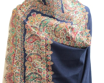 カニ織パシュミナショール大判 ピスタチオ パシュミナ Kanni 刺繍ショール: L ラップ (40x80 インチ